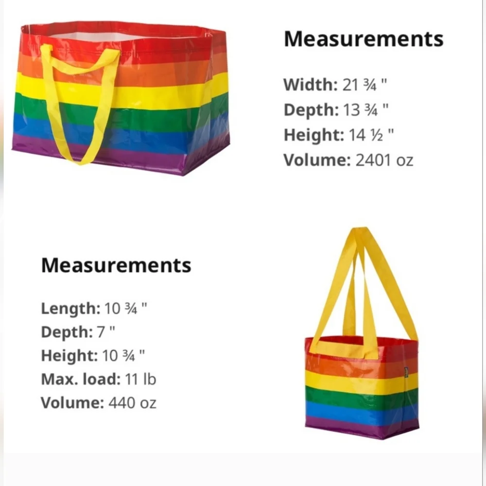 2 Ikea Bags STORSTOMMA + KVANTING Rainbow totes Bags pride Bundle
